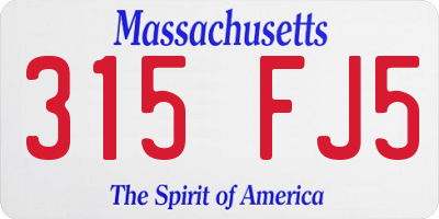 MA license plate 315FJ5