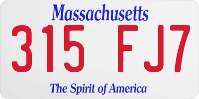 MA license plate 315FJ7