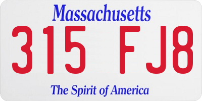 MA license plate 315FJ8