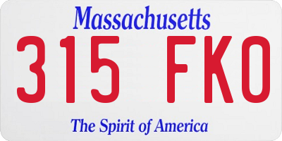 MA license plate 315FK0