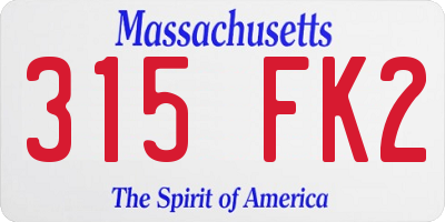 MA license plate 315FK2