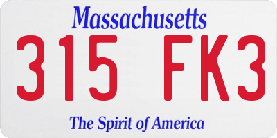 MA license plate 315FK3