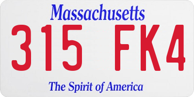 MA license plate 315FK4