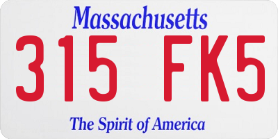 MA license plate 315FK5
