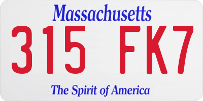 MA license plate 315FK7