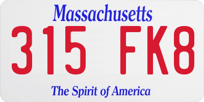 MA license plate 315FK8