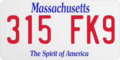 MA license plate 315FK9