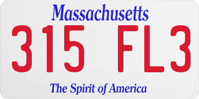 MA license plate 315FL3