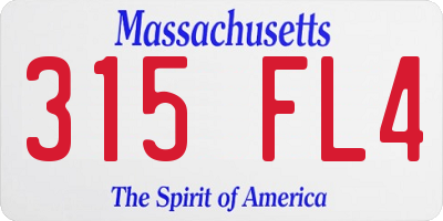 MA license plate 315FL4
