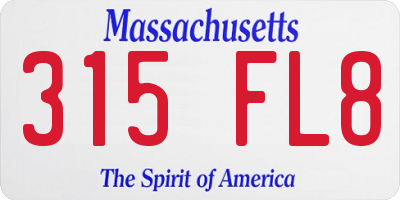 MA license plate 315FL8