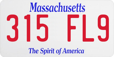 MA license plate 315FL9