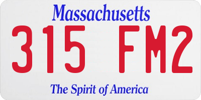 MA license plate 315FM2