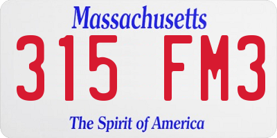 MA license plate 315FM3