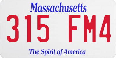 MA license plate 315FM4