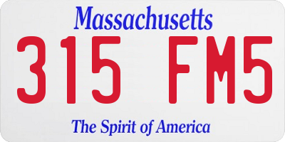 MA license plate 315FM5