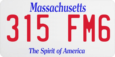MA license plate 315FM6