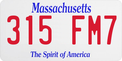 MA license plate 315FM7