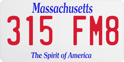 MA license plate 315FM8