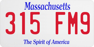 MA license plate 315FM9