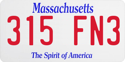 MA license plate 315FN3