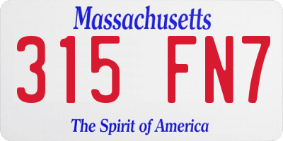MA license plate 315FN7