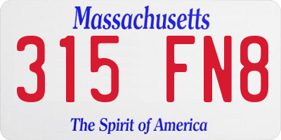 MA license plate 315FN8