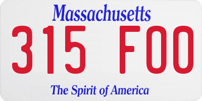 MA license plate 315FO0