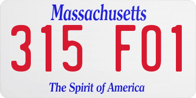 MA license plate 315FO1