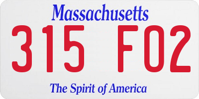 MA license plate 315FO2