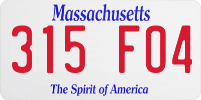 MA license plate 315FO4