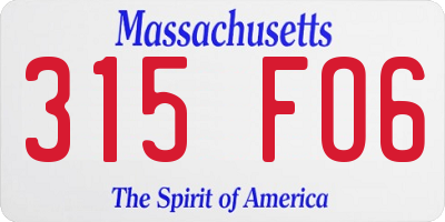 MA license plate 315FO6