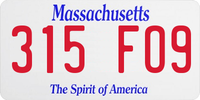 MA license plate 315FO9
