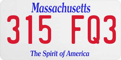 MA license plate 315FQ3