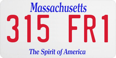 MA license plate 315FR1