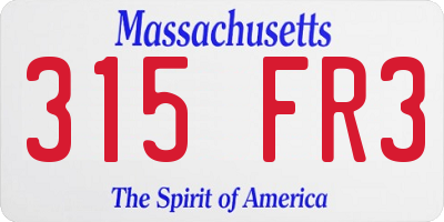 MA license plate 315FR3