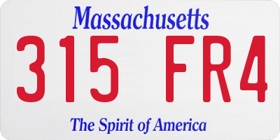 MA license plate 315FR4