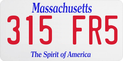 MA license plate 315FR5