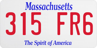 MA license plate 315FR6