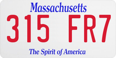 MA license plate 315FR7