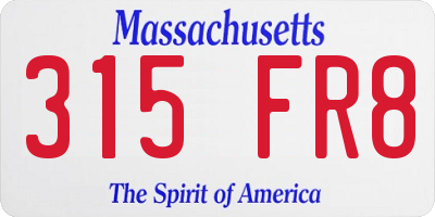 MA license plate 315FR8