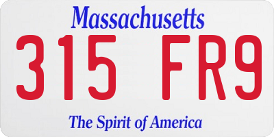 MA license plate 315FR9