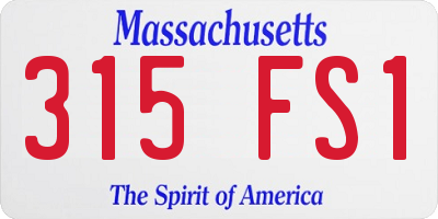 MA license plate 315FS1