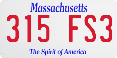 MA license plate 315FS3