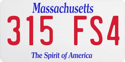 MA license plate 315FS4