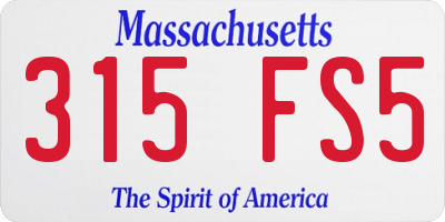 MA license plate 315FS5