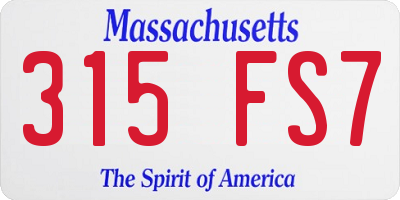 MA license plate 315FS7