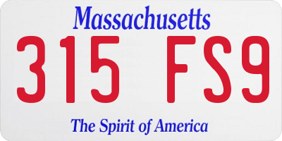 MA license plate 315FS9