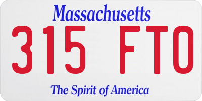 MA license plate 315FT0