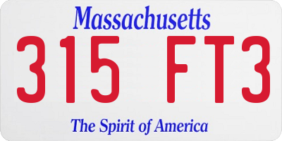 MA license plate 315FT3