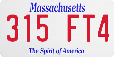 MA license plate 315FT4